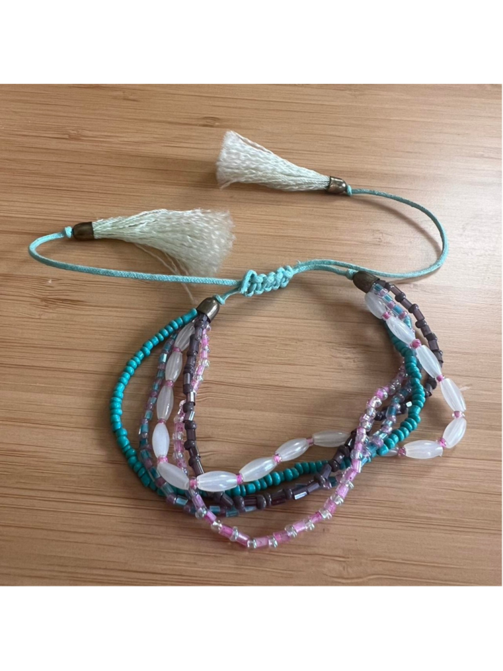 Colorful beaded adjustable bracelet